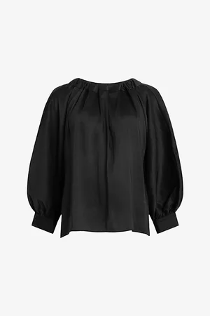 AllSaints Ellie Drawcord-neck Linen and Silk Top