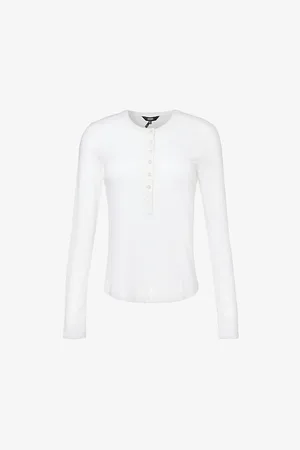 ME AND EM Pearlescent-button Henley Wool-blend Jersey Top