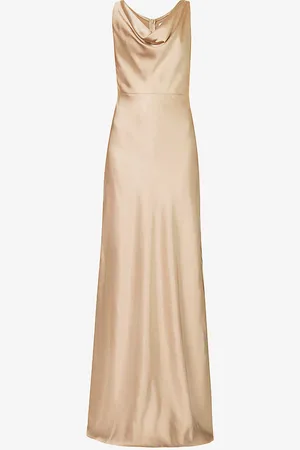 Six Stories Cowl-neck Flared-hem Satin Maxi Dress