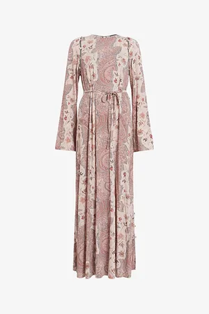 AllSaints Susannah Cascade Graphic-print Stretch-woven Maxi Dress