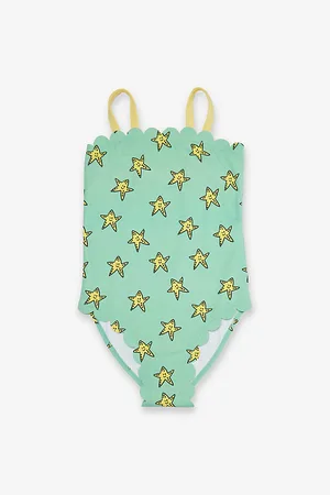 Stella McCartney Starfish-print Scallop-trim Recycled-polyamide Swimsuit 4-10 Years
