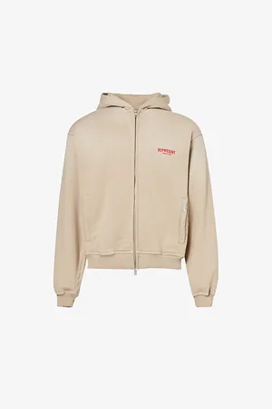 Represent Brand-print Relaxed-fit Cotton-jersey Hoody