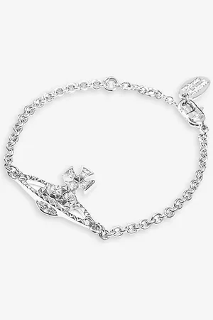 Vivienne Westwood Ladies Crystal and Rhodium Silver Orb Design Mayfair Bas Relief Bracelet