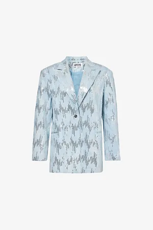 Amy Lynn Sequin-embellished Single-breasted Denim Blazer