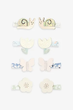 MIMI & LULA Garden-embellished Mini Set of Eight Faux-leather Hair Clips