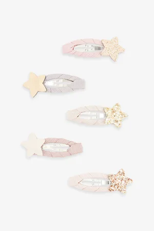 MIMI & LULA Star Sparkle Glitter-embellished Set of Five Woven Hair Clips