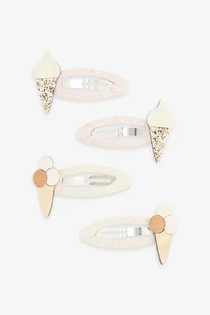 MIMI & LULA Ice Cream Glitter-embellished Pack of Four Woven Hair Clips