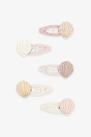 MIMI & LULA Shell-embellished Mini Pack of Five Hair Clips