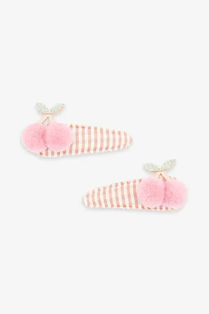 MIMI & LULA Cherry-embellished Gingham-print Pack of Two Fabric Hair Clips