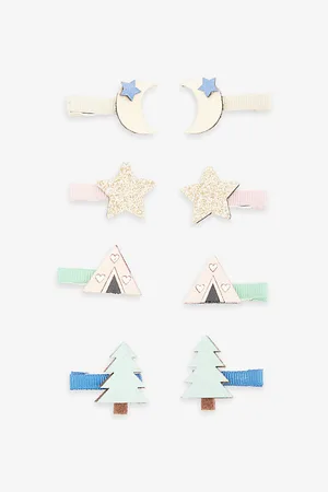 MIMI & LULA Camping-embellished Mini Set of Eight Faux-leather Hair Clips