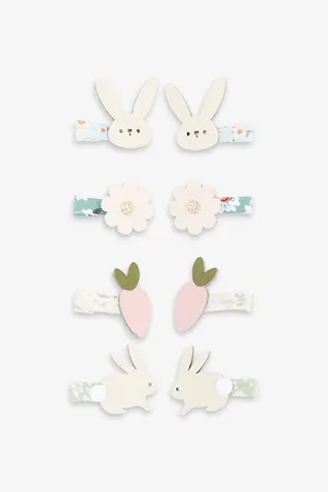 MIMI & LULA Bunny and Flower Set of Four Woven Hair Clips