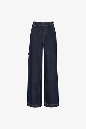 Whistles Patch-pocket Wide-leg Mid-rise Denim Trousers