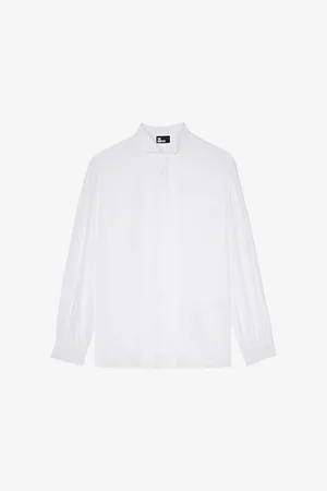 The Kooples Tuxedo-collar Pleated-front Silk Shirt