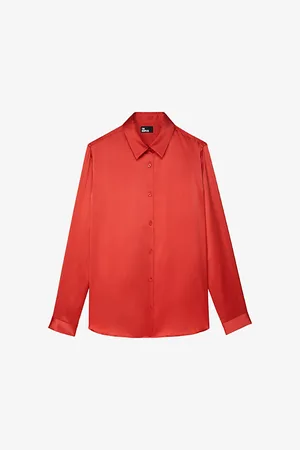 The Kooples Classic-collar Relaxed-fit Silk Shirt