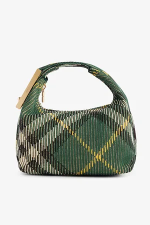Burberry Check-pattern Woven Top-handle Bag