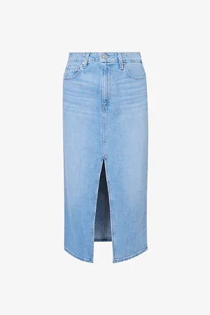 Paige Angela Split-hem Stretch-denim Midi Skirt