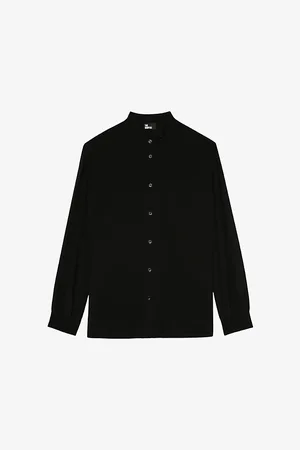 The Kooples Tuxedo-collar Pleated-front Silk Shirt