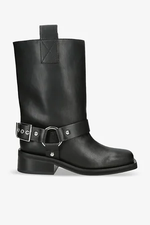 Ganni Buckle-embellished Leather Ankle Boots