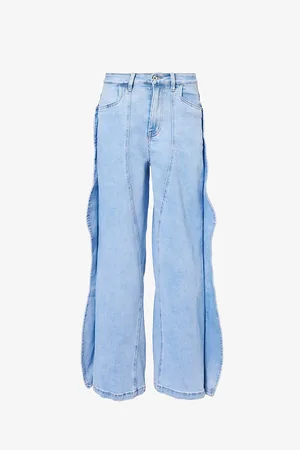 Amy Lynn Wavy-trim Wide-leg High-rise Stretch-denim Jeans