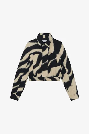 IRO Eraki Zebra-print Cropped Wool-blend Jacket