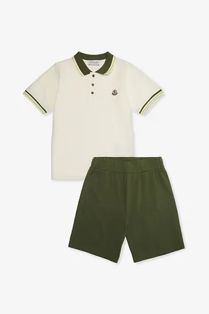Moncler Brand-patch Contrast-stripe Two-piece Cotton-piqué Set 4-14 Years
