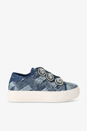 Kurt Geiger Laney Octavia Crystal-embellished Woven Low-top Trainers