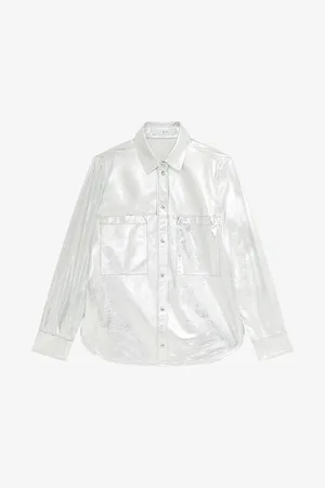 IRO Nazil Relaxed-fit Metallic Leather Overshirt