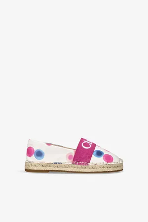 Chloé Branded Dotted Fabric Espadrilles 9-10 Years