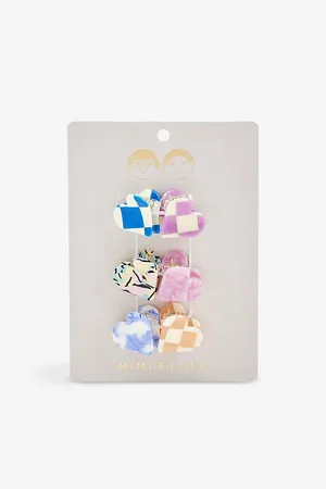 MIMI & LULA Mini Heart Pack of Six Acetate Hair Clips