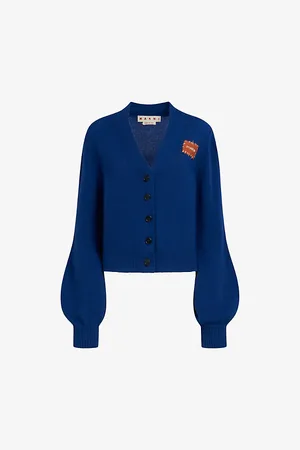 Marni Brand-patch Puffed-sleeve Cashmere Cardigan