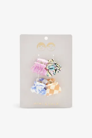 MIMI & LULA Mixed Abstract-print Pack of Four Acetate Hair Clips