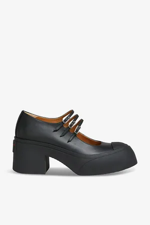 Marni Platform-heel Brand-embossed Leather Heeled Courts