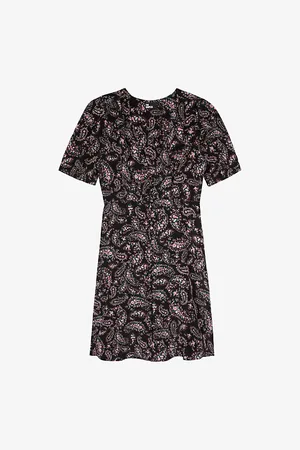 The Kooples Graphic-print V-neck Silk Mini Dress