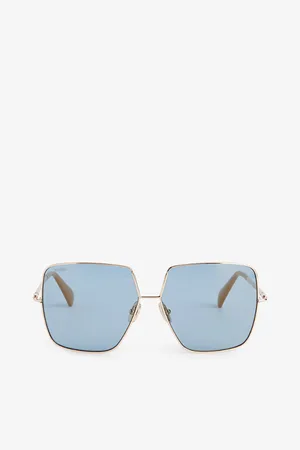 Max Mara Branded-temple Square-frame Metal Sunglasses