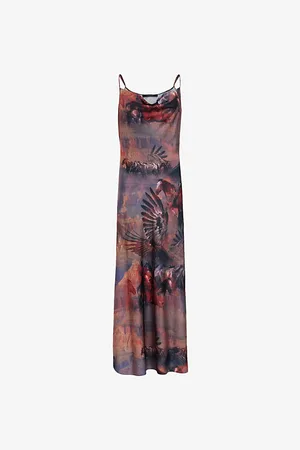 Floral Mesh Ruched Maxi Dress