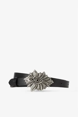 The Kooples Flower-buckle Think Leather Belt