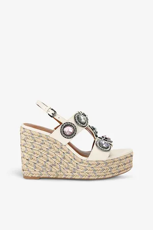 Kurt Geiger Octavia Crystal-embellishment Wedge Leather Heeled Sandals