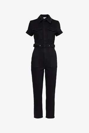 GOOD AMERICAN Patch-pocket Straight-leg Stretch-denim Jumpsuit