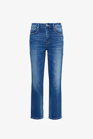 GOOD AMERICAN Contrast-stitch Straight-leg High-rise Stretch-recycled Denim Jeans