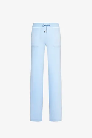 Juicy Couture Velour Wide Leg Track Pant Blue