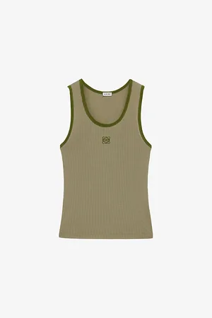 Loewe Anagram-embroidered Scoop-neck Silk-blend Top