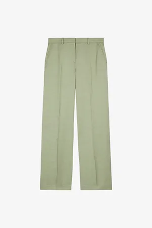 The Kooples Pressed-crease Straight-leg Mid-rise Linen-blend Trousers