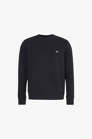 Emporio Armani Logo-embroidered Relaxed-fit Stretch-cotton Blend Sweatshirt