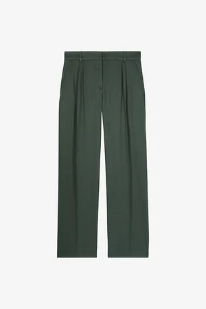 The Kooples Pleated Straight-leg Mid-rise Stretch Woven Trousers