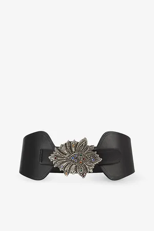 The Kooples Rhinestone-embellished Wide Leather Belt