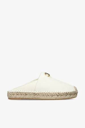 VALENTINO GARAVANI Moon Vlogo-embellished Leather Espadrille Mules
