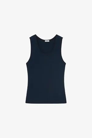 Loewe Anagram-embroidered Scoop-neck Silk-blend Top