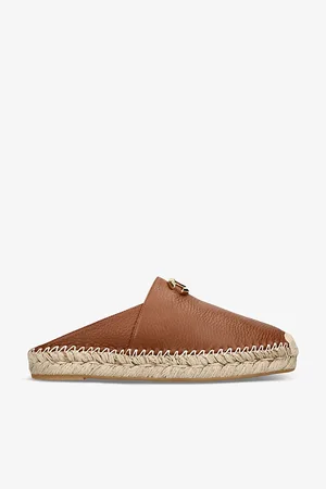 VALENTINO GARAVANI Moon Vlogo-embellished Leather Espadrille Mules