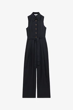 Reiss Perla Belted Wide-leg Woven Jumpsuit