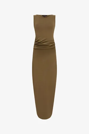AllSaints Katarina Side-ruched Slim-fit Cotton Maxi Dress